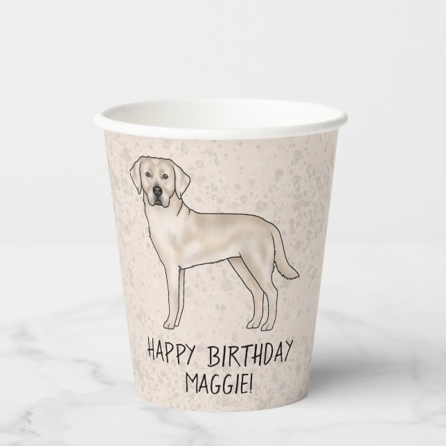 Gobelets En Papier Cream Labrador Retriever Lab Chien Joyeux annivers (Recto)
