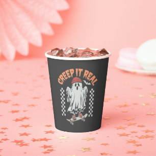 Gobelets En Papier Creep It Real Retro Halloween patinage fantôme