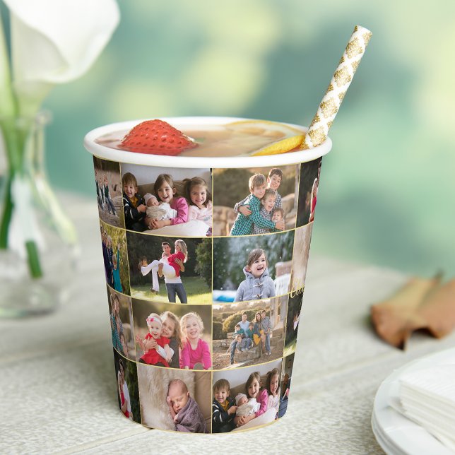Gobelets En Papier Créez vos propres tasses de papier photo Collage 2 (Create Your Own Custom 28 Photo Collage Paper Cups)