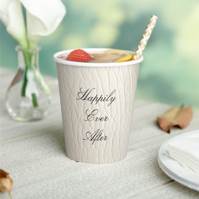 Gobelets En Papier Crème blanche Faux Mariage en cuir (Insitu)