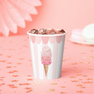 Gobelets En Papier Crème de glace rose Coupes de papier fête d'annive