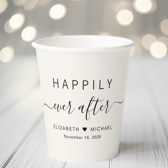 Gobelets En Papier Crème de Mariage Heureux à Tout Jamais (Créateur téléchargé)