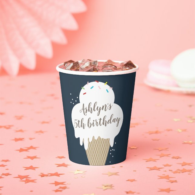Gobelets En Papier Crème glacée Cone Enfants Bleu Anniversaire (Insitu)