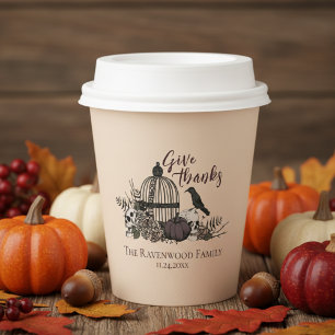 Gobelets En Papier Crème Gothique Skuls & Roses Remercient Automne