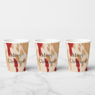 Gobelets En Papier Crème Rouge Occidental Cowhide Nom personnalisé