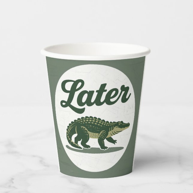 Gobelets En Papier Crocodile plus tard : Un adieu élégant (Recto)
