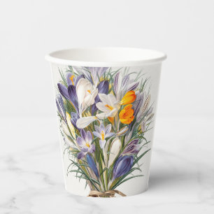 Gobelets En Papier Crocus Spring Flower Botanique Floral Art
