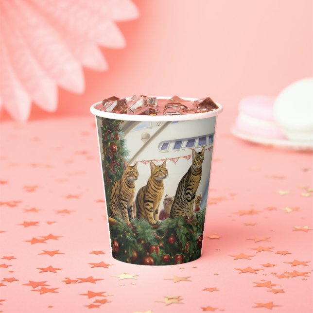 Gobelets En Papier Croisière de Noël des chats du Bengale : Pawsome H (Insitu)