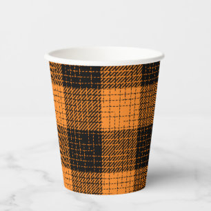 Gobelets En Papier Croisillon à carreaux orange et noir de style buff