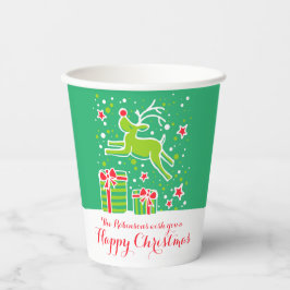 Gobelets En Papier Cuisine Noël rennes vert rouge coutume