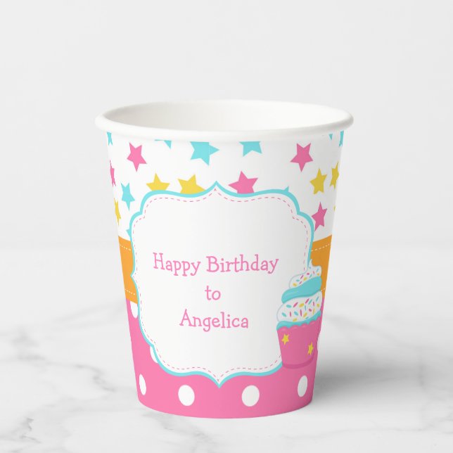 Gobelets En Papier Cupcake and Sprinkings Birthday Party (Recto)