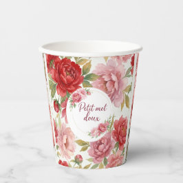 Gobelets En Papier Cups en carton florales Petit mot doux