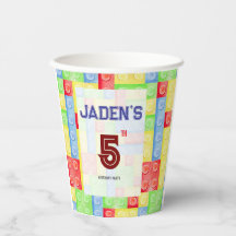 Custom Lego Themed Birthday Party Paper Cups 