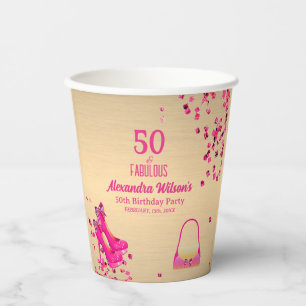 Gobelets En Papier Cute 50& Fabuleux talons hauts Or Parties scintill