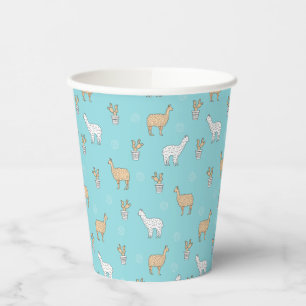 Gobelets En Papier Cute Alpaca Llama Cactus Motif