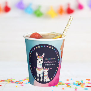 Gobelets En Papier Cute aquarelle Llama Mama Baby shower mexicain