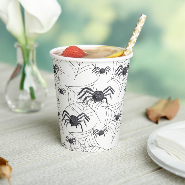 Gobelets En Papier Cute araignée Aquarelle Halloween Coupes de papier (Insitu)