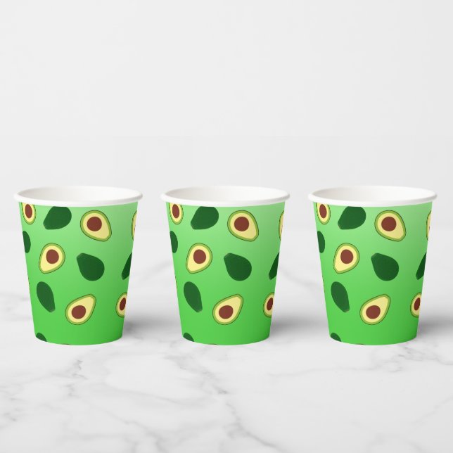 Gobelets En Papier Cute Avocados tranche été vert dégradé Motif (Multi)