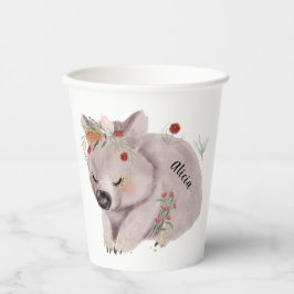 Gobelets En Papier Cute Baby Wombat Gold Speckle Nom personnalisé