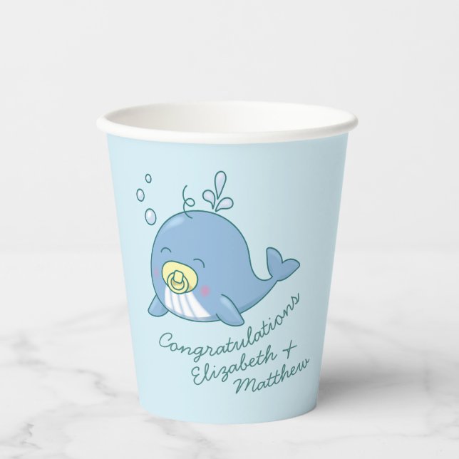 Gobelets En Papier Cute baleine Baby shower Kawaii (Recto)