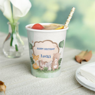 Gobelets En Papier Cute Bear squirrel jungle tropicale fête d'anniver