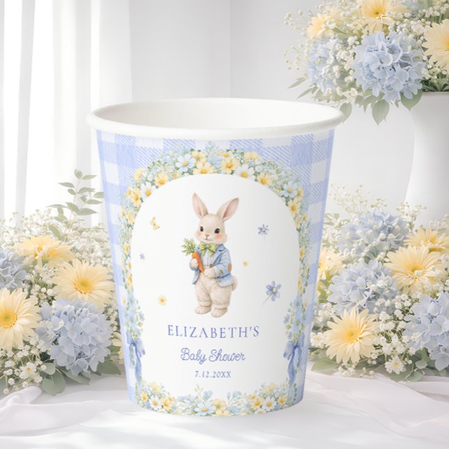 Gobelets En Papier Cute Bunny Blue Baby Shower Paper Cups (Créateur téléchargé)