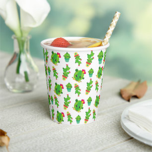Gobelets En Papier Cute Cactus, Green Cactus, Motif Cactus
