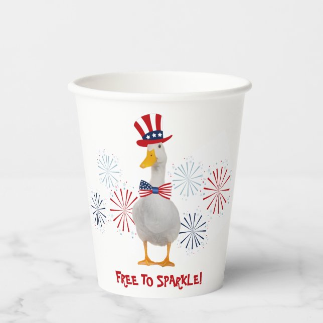 Gobelets En Papier Cute canard patriotique (Recto)