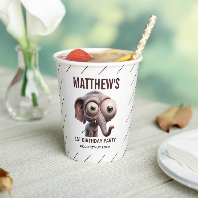 Gobelets En Papier Cute Crazy elephant Farm Theme 1st Birthday (Insitu)