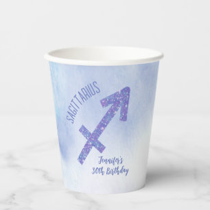 Gobelets En Papier Cute Custom Sagittarius Purple Anniversaire