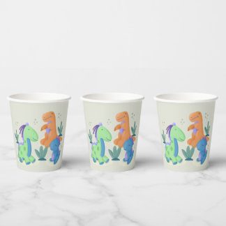 Gobelets En Papier Cute Dinosaur Anniversaire Coupes papier