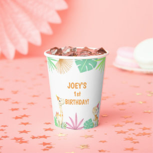 Gobelets En Papier Cute Dinosaur Jungle fête d'anniversaire