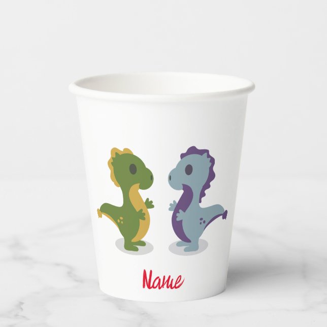 Gobelets En Papier Cute Dinosaur Paire Thunder_Cove (Recto)