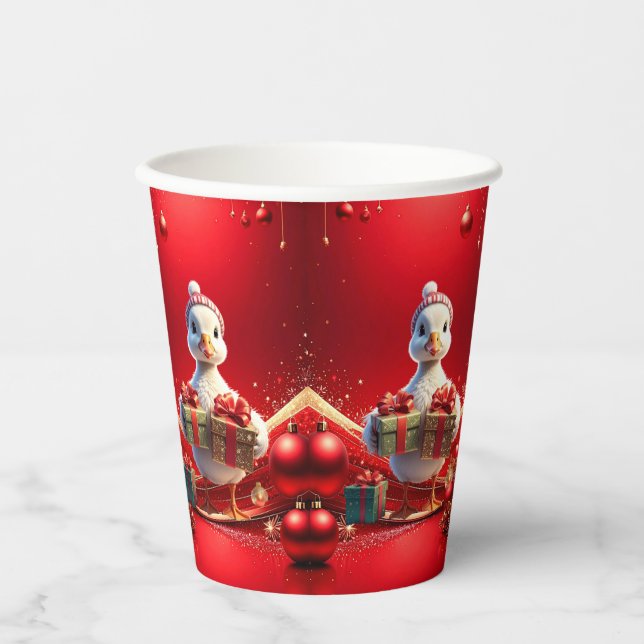 Gobelets En Papier Cute Duck Christmas Holiday Paper Cups (Recto)