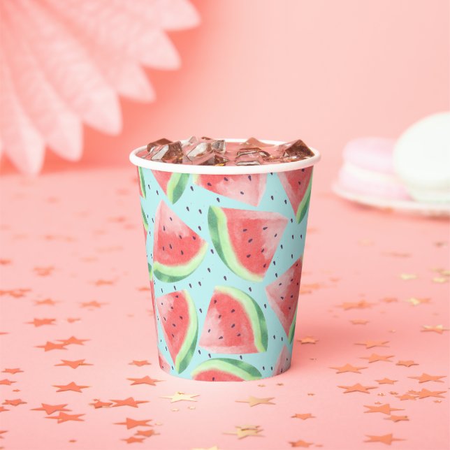 Gobelets En Papier Cute Eté Kawaii Aquarelle (Insitu)
