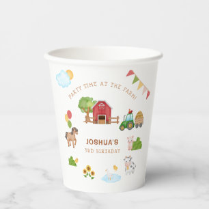 Gobelets En Papier Cute Farm Animaux Red Grange Tracteur Anniversaire