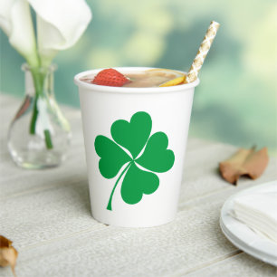 Gobelets En Papier Cute Green Lucky 4 coeur feuille Clover shamrock