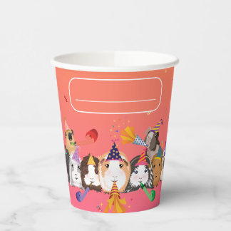 Gobelets En Papier Cute Guinée Cochon Anniversaire Coupes de papier