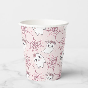 Gobelets En Papier Cute Halloween Ghost & Spiderweb Motif (2)
