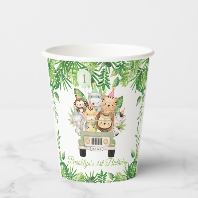 Gobelets En Papier Cute Jungle Animaux Safari Aventure Voiture Annive (Recto)