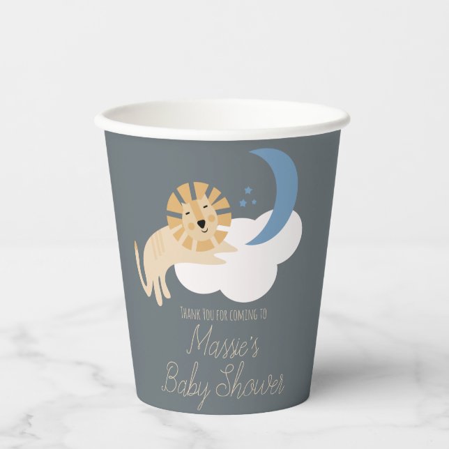 Gobelets En Papier Cute Lion Moon Cloud Baby Shower Merci  (Recto)