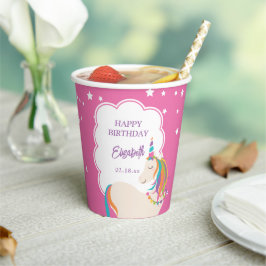 Gobelets En Papier Cute Magique Unicorn Hot rose Fille fête d'anniver