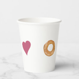 Gobelets En Papier Cute Minimaliste Amour & Bagels Blanc