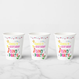 Gobelets En Papier Cute Modern Dino Dinosaur fête d'anniversaire pour