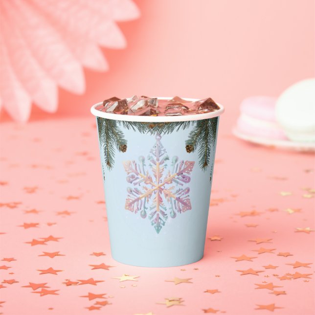 Gobelets En Papier Cute Moderne Snowflakes hiver Baby shower mignon (Insitu)