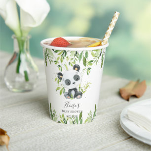 Gobelets En Papier Cute Panda Green Baby shower Bamboo Anniversaire