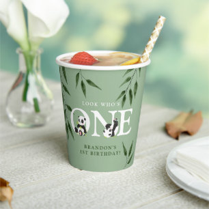 Gobelets En Papier Cute Panda Neutral 1er anniversaire