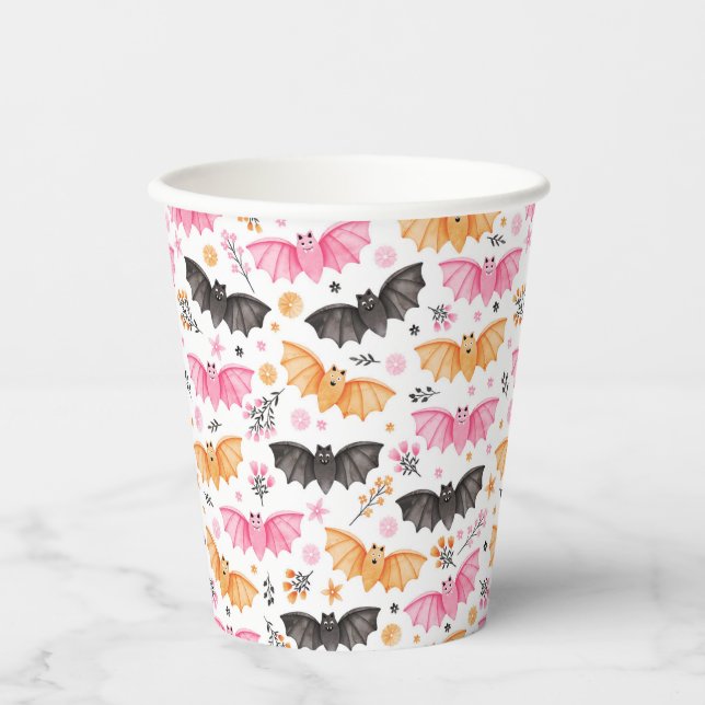 Gobelets En Papier Cute Pastel Bats Halloween (Recto)