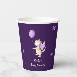 Gobelets En Papier Cute Purple Dragon Thème Fille Baby shower