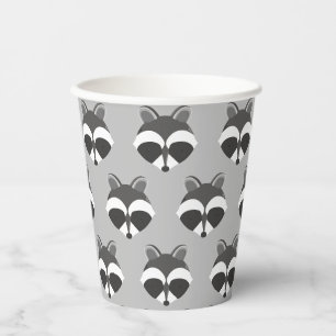 Gobelets En Papier Cute Raccoon Visage Motif Animal